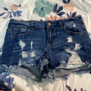Ripped jean shorts